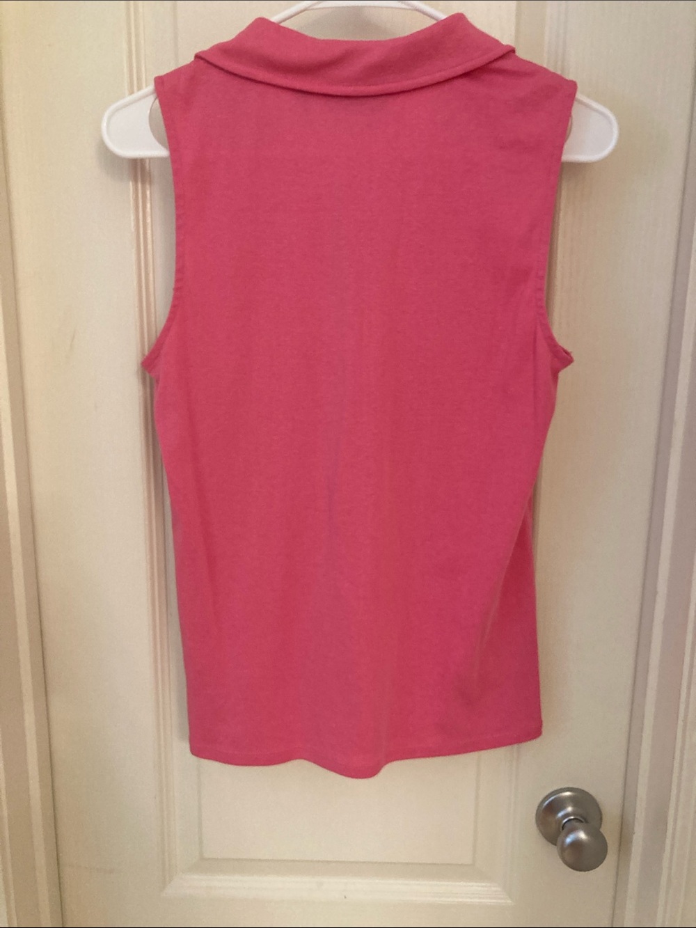 Sleeveless Zip Polo Tank in Bright Pink - Picture 6 of 8
